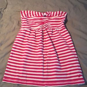 Pink and white striped strapless top